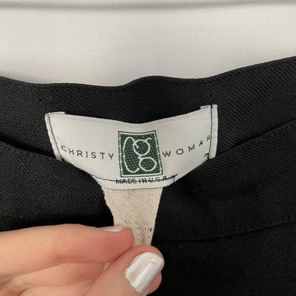 Christy Woman Black Pleated High-Waisted Trousers Size 16 wide leg style pants - Picture 3 of 6